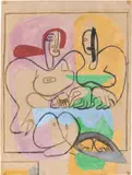 Le Corbusier, Deux femmes assises, Gouache über Bleistift auf hellbraunem Ingres-Bütten