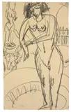 Frau bei der Toilette by Ernst Ludwig Kirchner, Um 1913, Bleistift auf Papier, sold Jun 2010