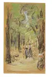 Max Liebermann, Spaziergänger im Berliner Tiergarten, Um 1920, Pastell auf Papier