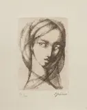 Ludmila Jiřincová, Head of a Girl in a Veil, 1980s, etching, paper