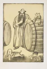 Adolf Born, By the Cask, 1990s, lithography on paper