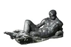 Vincenc Makovský, Man's Nude, patinated bronze