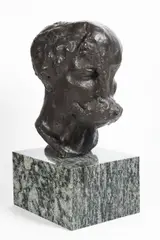 Vincenc Makovský, Head of Prometheus, 1934, patinated bronze, marble