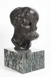 Vincenc Makovský, Head of Prometheus, 1934, patinated bronze, marble