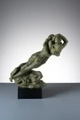 Lovers by Jaroslav Horejc, 1943, patinated plaster, wood, sold Sep 2025