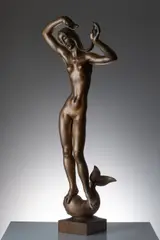 Jaroslav Horejc, Girl on a Dolphin (Dolphin), 1930, patinated bronze