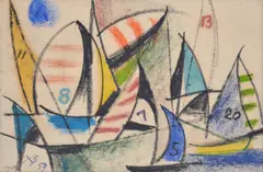 Xanti Schawinsky, Sailboats, Drawing