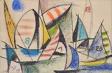 Xanti Schawinsky, Sailboats, Drawing