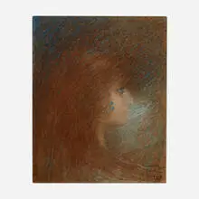 Lucien Lévy-Dhurmer, Head of a Young Girl, 1892, pastel on paper