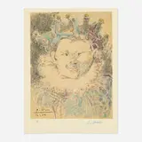 Tête de Bouffon by Pablo Picasso, 1964, lithograph in colors on BFK Rives, sold May 2022