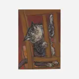 Harold F. Weston, Cat on a Chair, 1928, watercolor on paper