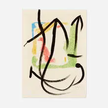 Joan Miró, Untitled (from Les Essencies de la Terra series), 1968, lithograph in colors with hand-applied watercolor and crayon on Japon nacré