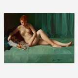 Joan Mayor, Untitled (woman reading), oil on canvas