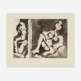 Pablo Picasso, Peintre et modèle avec un noeud dans les cheveux, 1964, etching and aquatint on BFK Rives