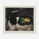 Georges Braque, Pichet noir et citrons, 1952, etching and aquatint in colors
