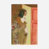 Paul Wonner, The Model Standing in Doorway, 1960, casein and graphite on paper