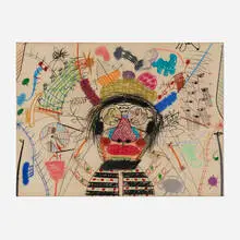 Drawing by Roy De Forest, 1975, pastel and graphite on paper, sold May 2022