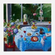 Paul Wonner, Breakfast Table and Roman Head, 1998-1999, acrylic on canvas