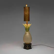 attribution Napoleone Martinuzzi, Pineapple table lamp, c. 1945, glass with gold inclusions, copper