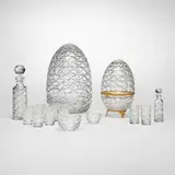 Fabergé, Egg-form caviar and vodka serving sets, set of two