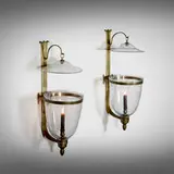 Regency Style, Hurricane candle sconces, pair, brass, glass