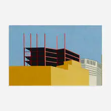Robert Herrmann, New Bank Building, 1963, oil on masonite