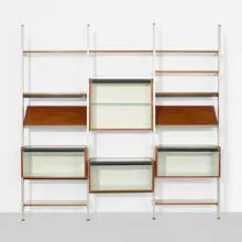 George Nelson & Associates, CSS (Comprehensive Storage System), 1959, aluminum, walnut, glass, laminate