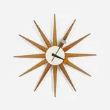 Spike wall clock, model 2202B by George Nelson & Associates, 1952-1953, walnut, enameled brass, enameled aluminum, sold Feb 2016