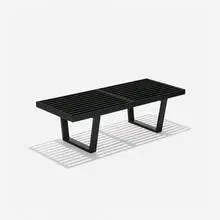 slat bench, model 4690 by George Nelson & Associates, 1946, lacquered wood, leather, vinyl, sold Feb 2016