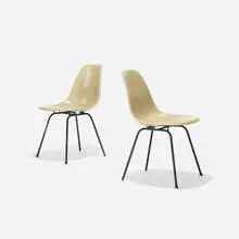 Charles and Ray Eames, DSXs, pair, 1950, molded fiberglass, enameled steel, rubber