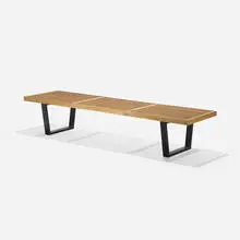 Slat bench, model 4692 by George Nelson & Associates, 1946, birch, lacquered wood, sold Feb 2016