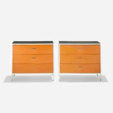 Steelframe cabinets, pair by George Nelson & Associates, 1950, lacquered wood, enameled steel, laminate, aluminum, sold Feb 2016