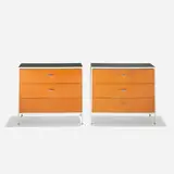 Steelframe cabinets, pair by George Nelson & Associates, 1950, lacquered wood, enameled steel, laminate, aluminum, sold Feb 2016