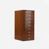 miniature chest, model 5217 by George Nelson & Associates, 1952, walnut, stained teak, porcelain, sold Feb 2016