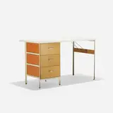 Steelframe desk, model 4173 by George Nelson & Associates, 1950, enameled steel, laminate, birch, lacquered wood, aluminum, sold Feb 2016