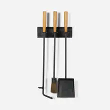 fireplace accessories, model H610 by George Nelson & Associates, 1951, cast iron, birch, sold Feb 2016