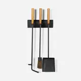 fireplace accessories, model H610 by George Nelson & Associates, 1951, cast iron, birch, sold Feb 2016