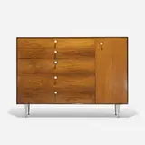 Thin Edge cabinet, model 5245 by George Nelson & Associates, 1952, rosewood, aluminum, porcelain, sold Feb 2016