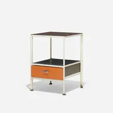 Steelframe nightstand by George Nelson & Associates, 1950, laminate, enameled steel, lacquered wood, aluminum, sold Feb 2016