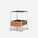 Steelframe nightstand by George Nelson & Associates, 1950, laminate, enameled steel, lacquered wood, aluminum, sold Feb 2016