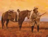 Evening Scout by John Fawcett, Oil on canvas mounted on board, sold Apr 2017