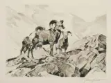 Carl Rungius, On the Skyline, Etching & Drypoint