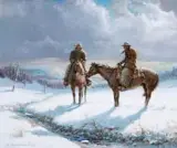 Cold Conference by Olaf Wieghorst, Oil on board, sold Apr 2017