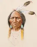 Olaf Wieghorst, Indian Portrait, Pen & Ink Watercolor