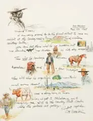 Joe Beeler, Illustrated Letter to Dean Krakel, Pen & Ink Watercolor
