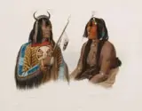Karl Bodmer, Noapeh & Psihdja-Sahpa, Hand colored aquatint