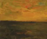 Harvey O. Young, Last Light on the Prairie, Oil on board