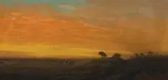 Cyrenius Hall, Buffalo Sunset, Oil on board
