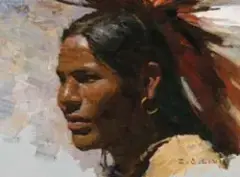Zs Liang, Young Hidatsa Man, Oil on canvas