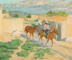 Riding Through Isleta by Walter Ufer, Oil on canvas, offered Apr 2017